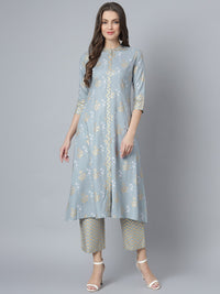 Thumbnail for Khushal K Women Grey Kurta and Palazzo Set
