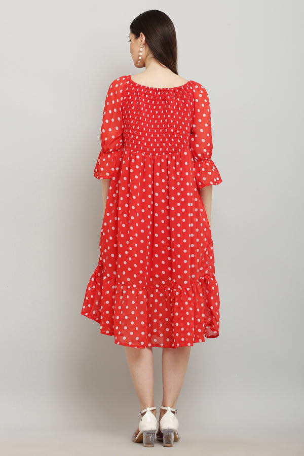 PAVONINE Polka Dots Body Kansai Red Dress For Women - Distacart