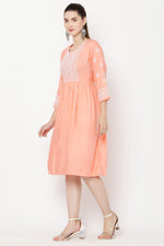 Thumbnail for PAVONINE Mustard Color Burfi Design Embroidery Dress For Women - Distacart