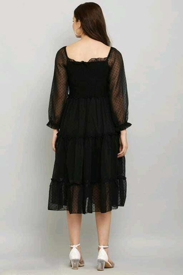 PAVONINE Buta-Design With Square-Neck Black Dress For Girls & Women - Distacart