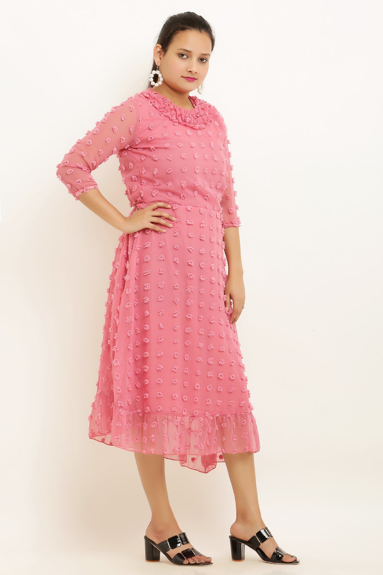 PAVONINE Buta-Design Peach Dress For Girls & Women - Distacart