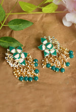 Thumbnail for Mominos Fashion Johar Kamal Gold-Plated Kundan Green Meenakari Earrings - Distacart
