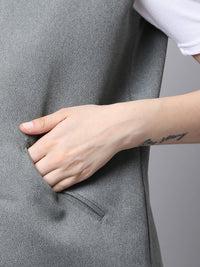 Thumbnail for Even Apparels Grey Polyblend Open Front Women's Waistcoat - Distacart