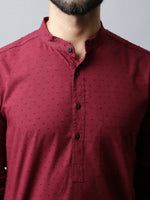 Thumbnail for Even Apparels Maroon Color Linen Pure Cotton Men's Kurta With Side Placket (SLD1182) - Distacart
