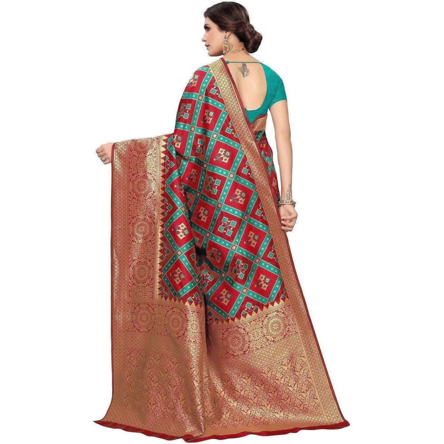 Vamika Banarasi Jaquard Red Weaving Saree (Banarasi 16)
