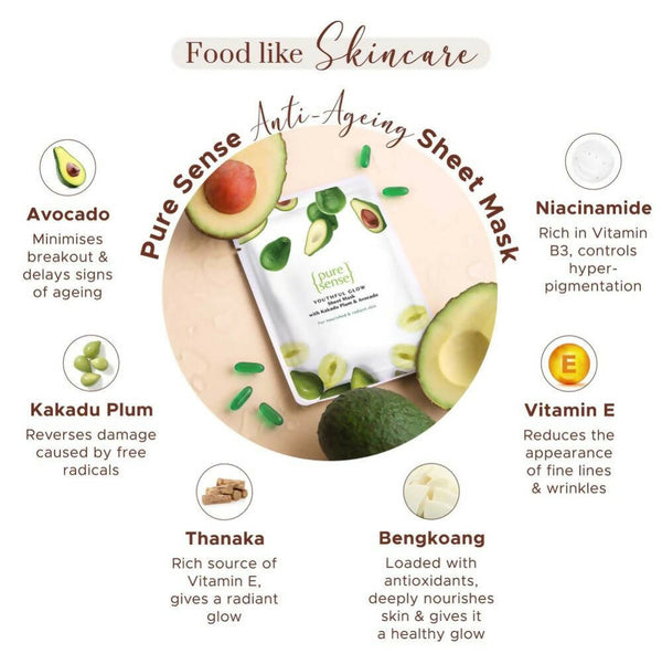 Pure Sense Youthful Glow Sheet Mask with Kakadu Plum & Avocado - Distacart