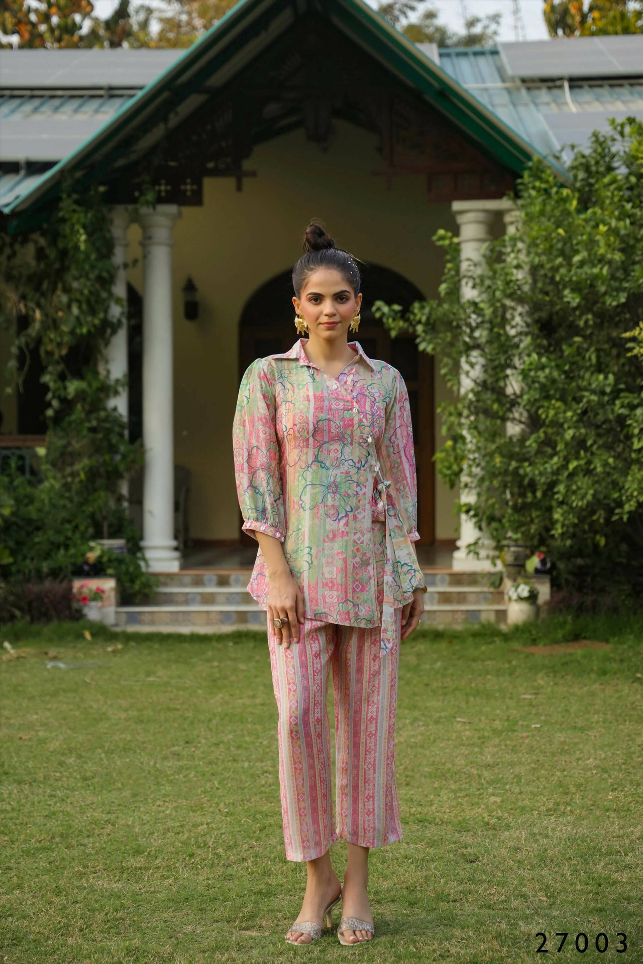 Women's Casual Fashionable Multi Mull Cotton co-ord set - Anya - Distacart