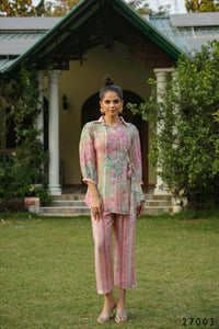Thumbnail for Women's Casual Fashionable Multi Mull Cotton co-ord set - Anya - Distacart