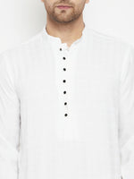 Thumbnail for Even Apparels White Viscose Long Men's Kurta With Band Collar - Distacart