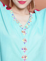 Thumbnail for Women Republic Blue And Pink Assyemtrical Kurta Set - Distacart