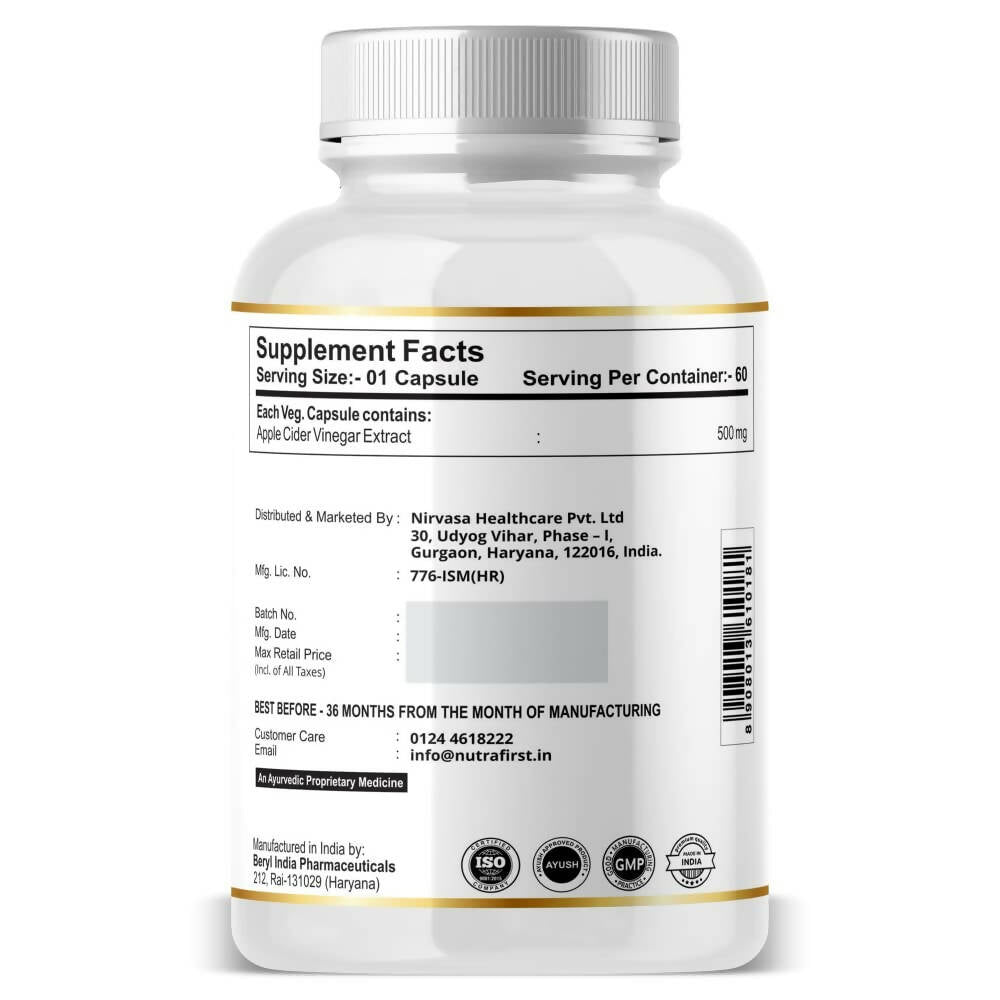 Nutrafirst Apple Cider Vinegar Capsules - Distacart