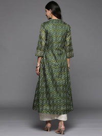 Thumbnail for Varanga Women Green Bandhani Printed Anarkali Kurta - Distacart