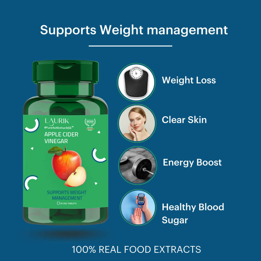 Laurik Organics Apple Cider Vinegar 500Mg Supplement Tablets For Weight Loss, Boost Energy - Distacart