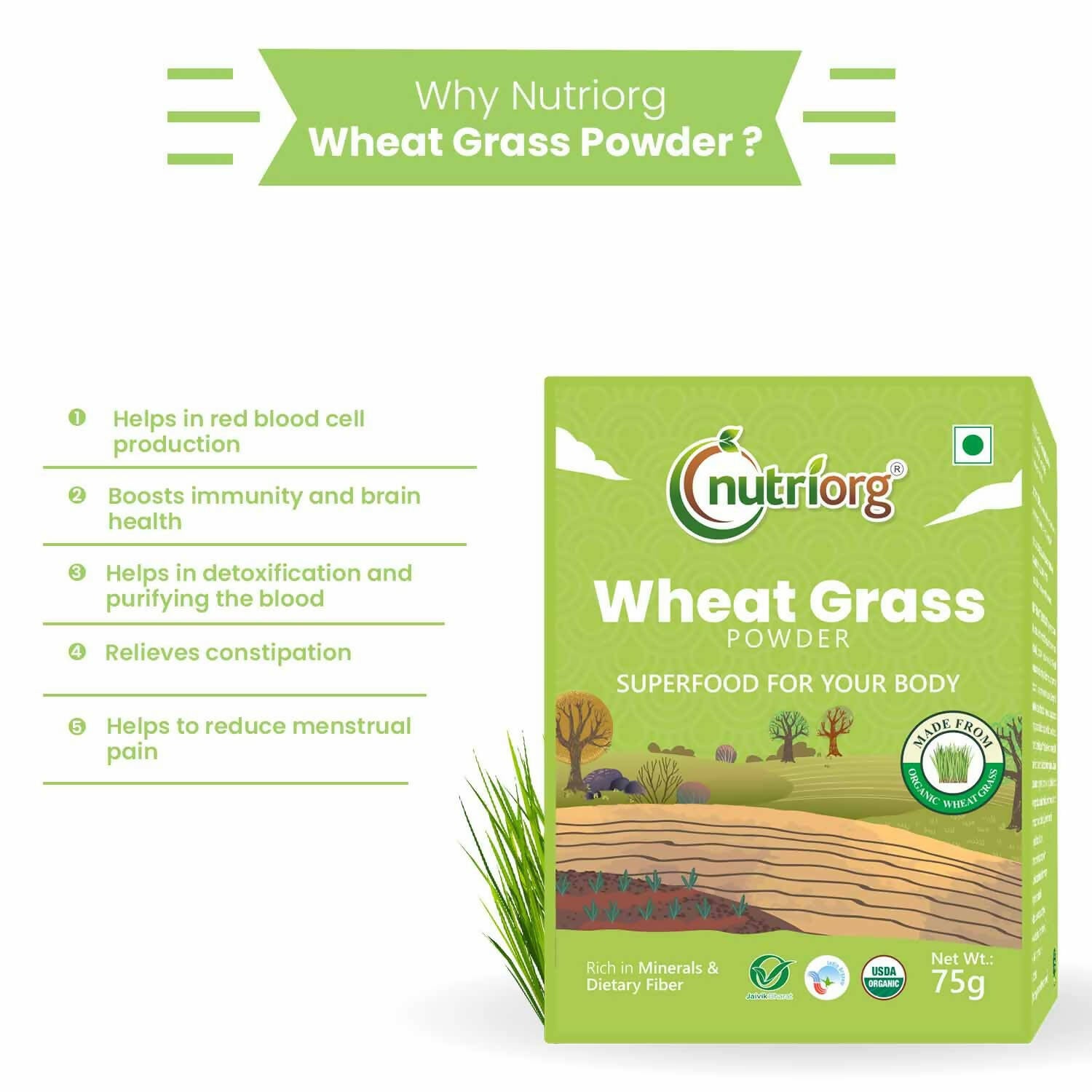 Nutriorg Certified Organic Wheatgrass Powder - Distacart