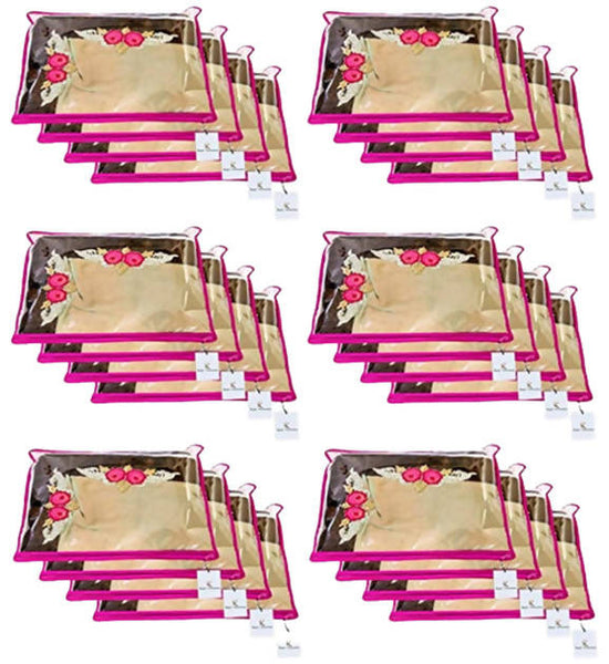 Kuber Industries Single Packing Saree Cover 24 pcs Set (Pink) - Distacart