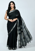 Thumbnail for Mominos Fashion Moeza Bhagalpuri Handloom Silk Black Saree