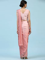 Thumbnail for Peach Ombre Satin Georgette Plain Ready to wear Saree with stitched Blouse - Vrinda - Distacart