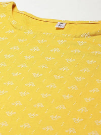 Thumbnail for Yufta Women Mustard Yellow Ethnic Motifs Pure Cotton Kurta with Trouser & With Dupatta
