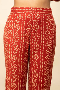 Thumbnail for FIORRA Women's Red Cotton A-Line Kurta Pant With Dupatta - Distacart