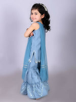 Thumbnail for Lil Drama Ethnic Girls Blue Kurta with Sharara and dupatta set - Distacart