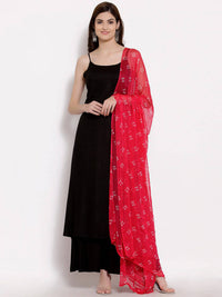Thumbnail for Myshka Women Black Regular Pure Cotton Kurta With Palazzos & Dupatta - Distacart