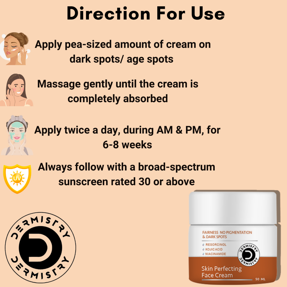 Dermistry Kojic Acid Skin Perfecting Fairness Face Cream Dark Spots Correction Instant Glow - Distacart