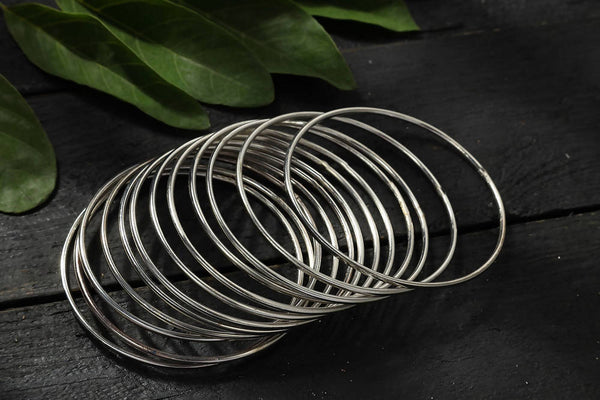 Mominos Fashion Kamal Johar Oxidised Alloy Silver Bangles Set
