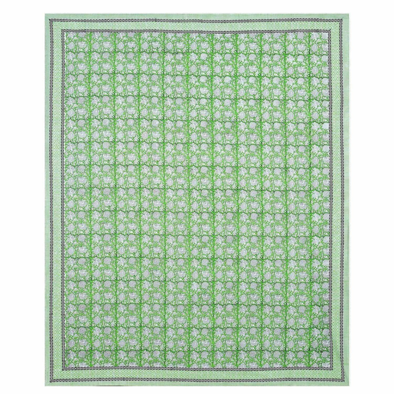 Hand Block Printed Jaipuri Double 90x108 Inches Bedsheet/Bedspread with 2 Pillow Covers - Distacart