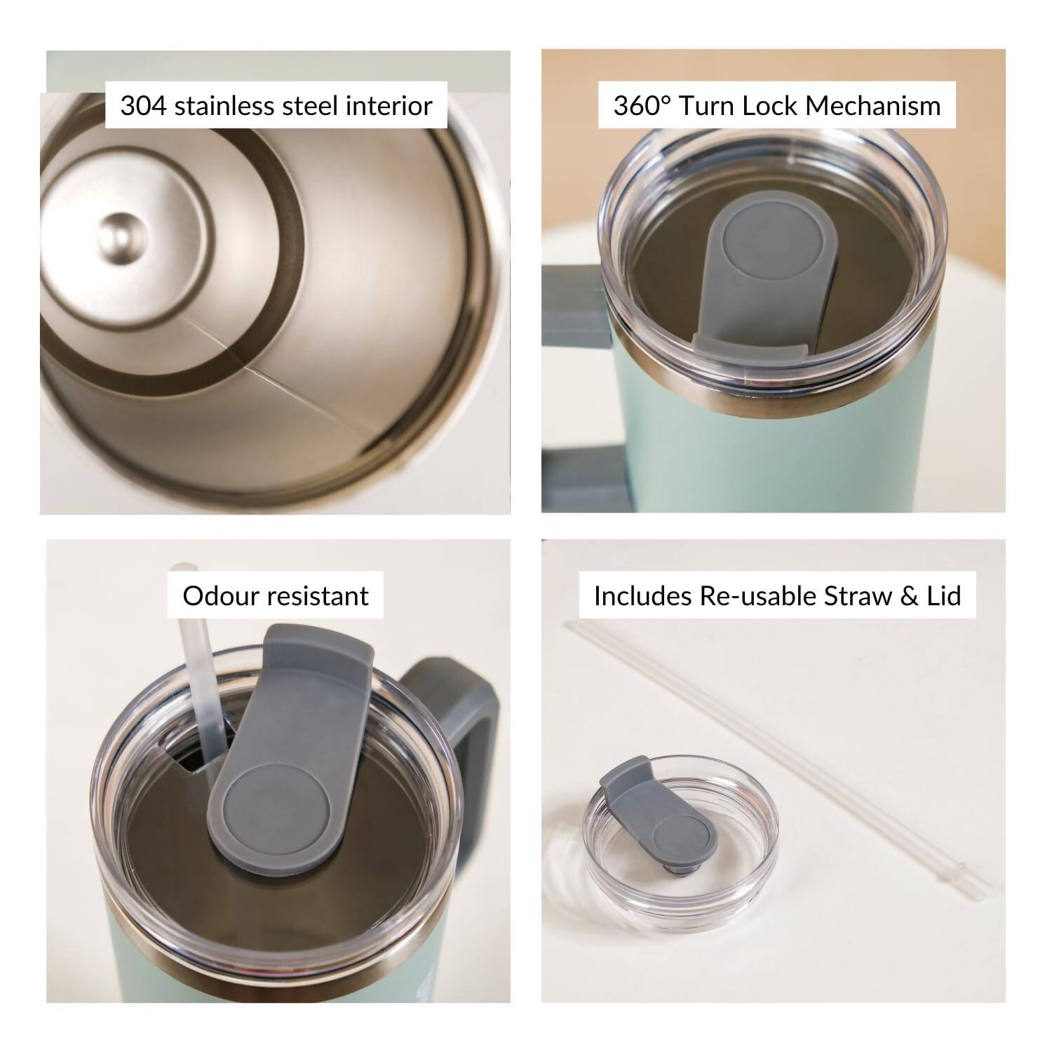 Nestasia Tumbler with Handle Straw & Lid - 1.2L (Green) - Distacart