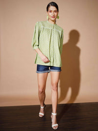 Thumbnail for Myshka Women Green Ethnic Motifs Tops - Distacart