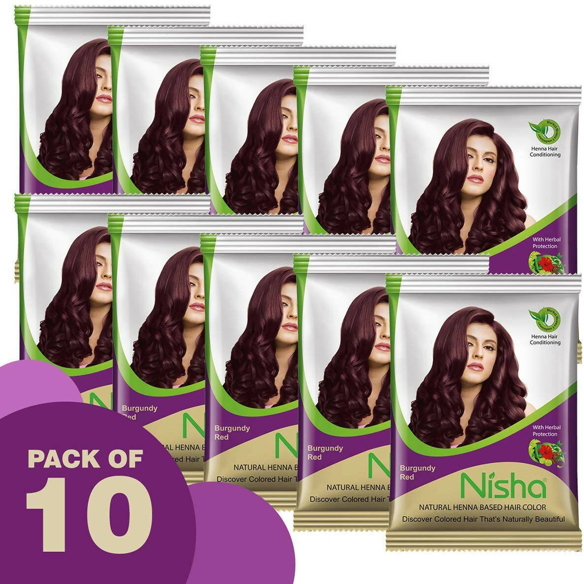 Nisha Natural Henna Based Hair Color Burgundy Red - Distacart