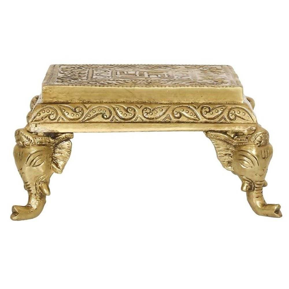 Puja N Pujari Elephant Design Brass Pooja Chowki