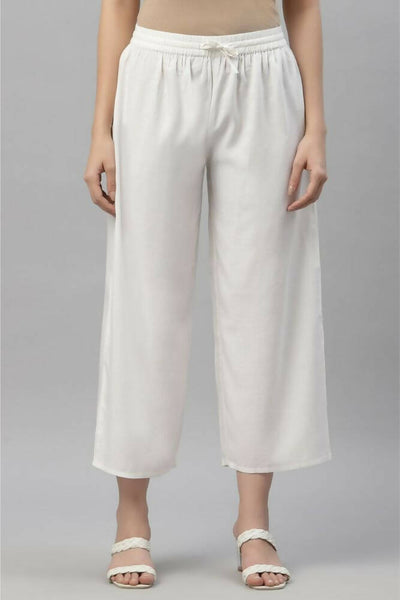 Juniper Women's White Rayon Straight Solid Pant/Slim Pant - Distacart