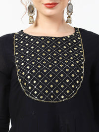 Thumbnail for Cheera Embellished Party Wear Anarkali Dress with Dupatta - Black - Distacart