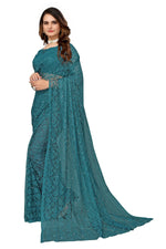 Thumbnail for Vamika Rama Green Pearls Net Saree - Distacart