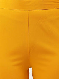 Thumbnail for FIORRA Women's Yellow Poly Crepe Straight Kurta Pant With Dupatta - Distacart