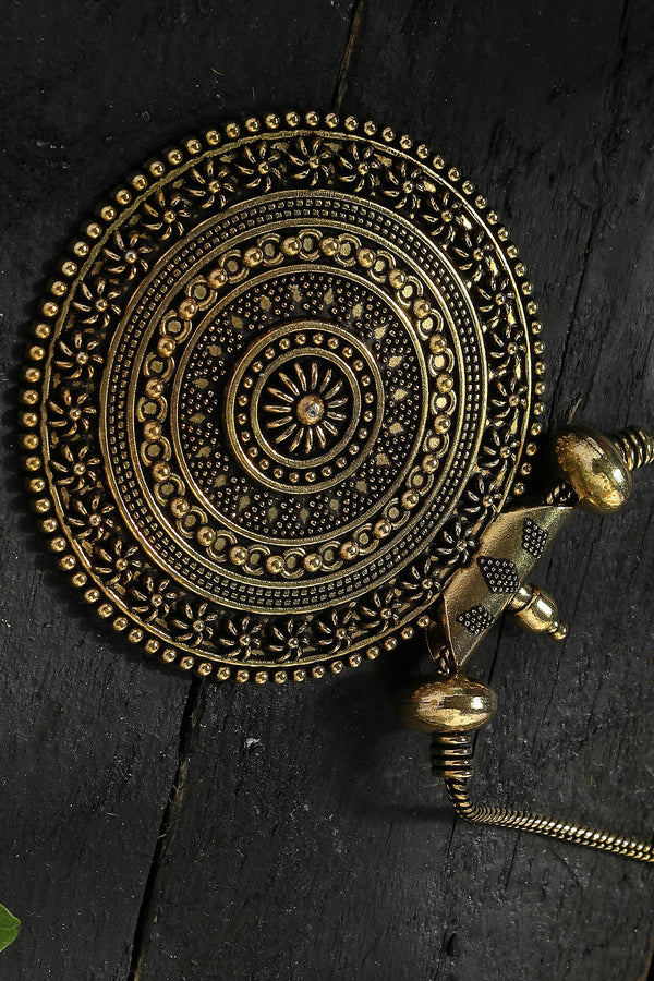 Mominos Fashion Johar Kamal Oxidised Gold-Plated Long Chain with Pendant For Women - Distacart