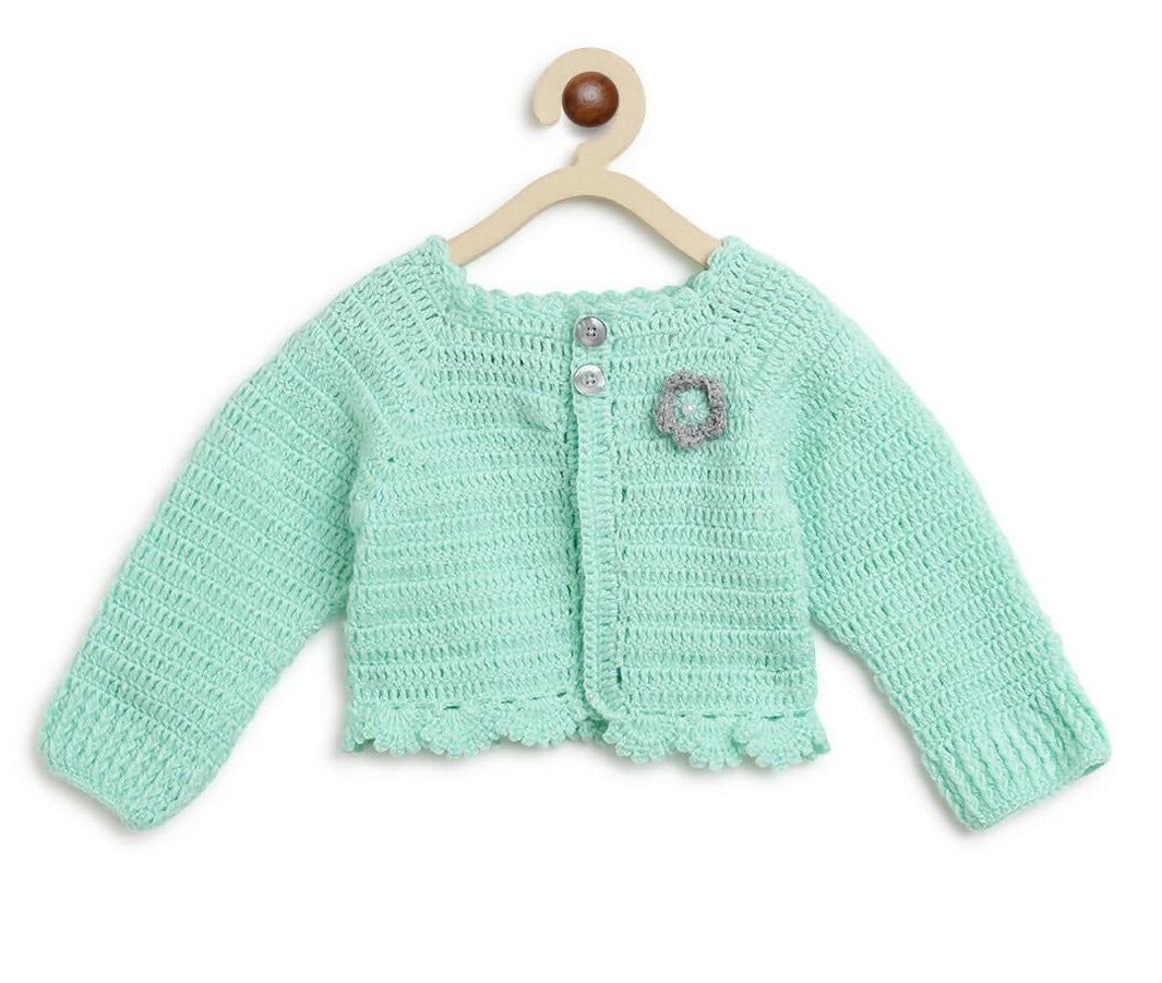 ChutPut Hand knitted Crochet Maharani Wool Dress - Green - Distacart