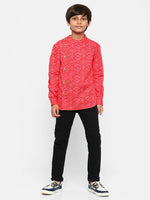Thumbnail for Manet Ethnic Full Sleeves Printed Shirt - Red - Distacart