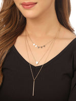 Thumbnail for NVR Women's 3 Layered Gold-Plated Minimal Layered Necklace - Distacart