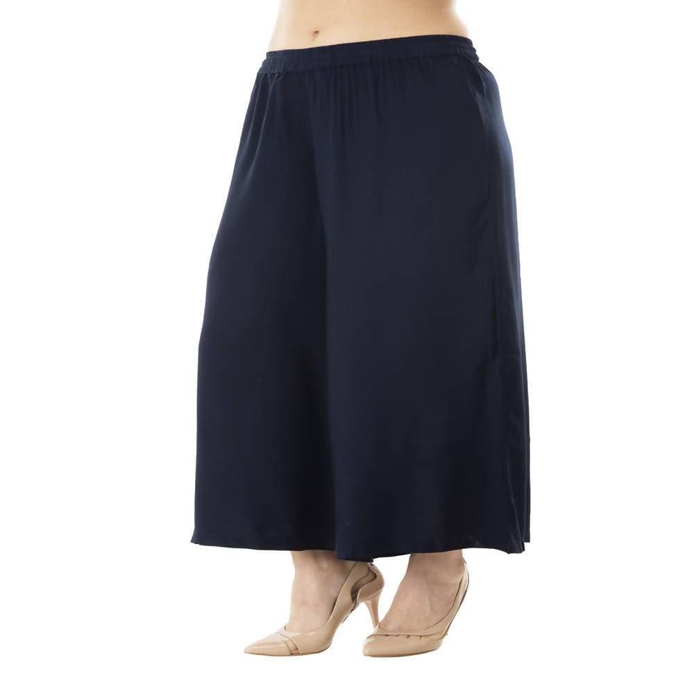 Lagi Women's Navy Blue Solid Palazzo (PLZ01B)