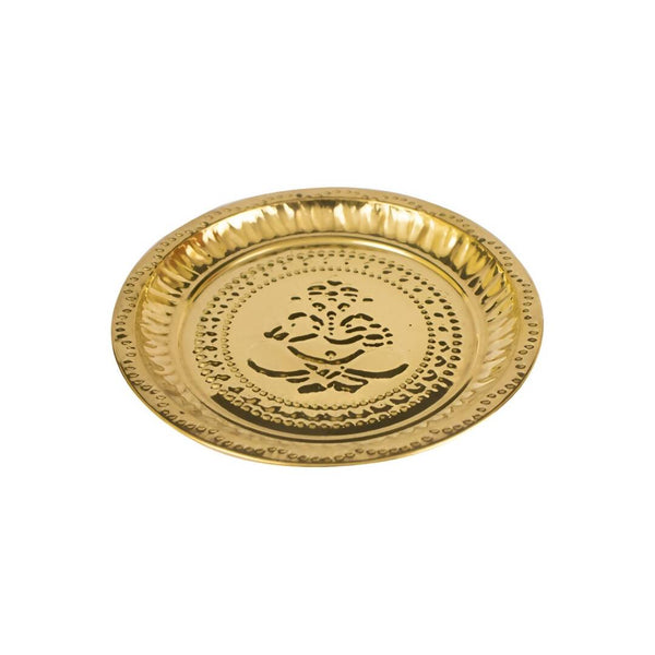 Spillbox Gold-Toned Brass Ganesha Thali Pooja Essential - Distacart