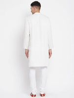 Thumbnail for Even Apparels White Rayon Men's Sherwani Kurta With Open Front - Distacart