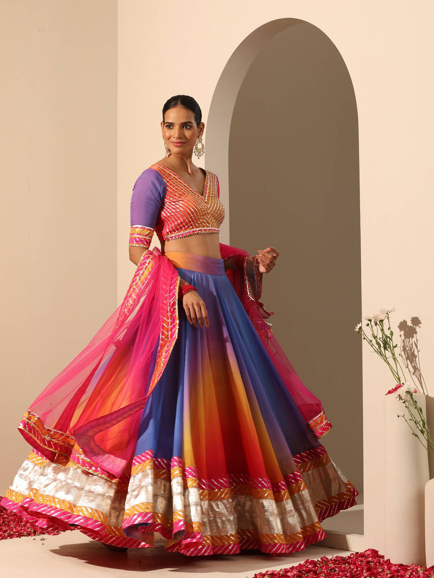 Pomcha Jaipur Pink Gul Rangriti Lehenga - Distacart