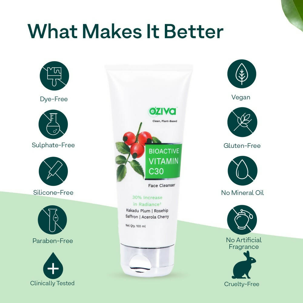 OZiva Bioactive Vitamin C30 Face Cleanser - Distacart