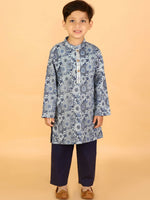 Thumbnail for Lil Drama Boys Kurta With Pyjama Set - Navy Blue - Distacart