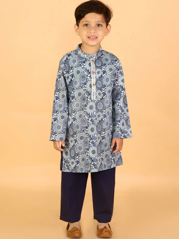 Lil Drama Boys Kurta With Pyjama Set - Navy Blue - Distacart