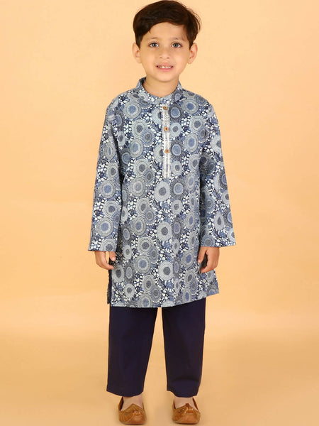 Lil Drama Boys Kurta With Pyjama Set - Navy Blue - Distacart