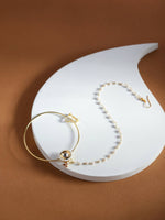 Thumbnail for Gold-Plated White Kundan Studded Beaded Nosepin - Ruby Raang - Distacart