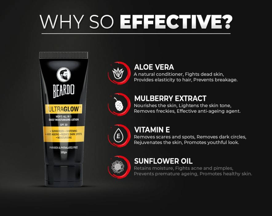 Beardo Ultraglow Men's All in 1 Daily Moisturising Lotion SPF 30 - Distacart